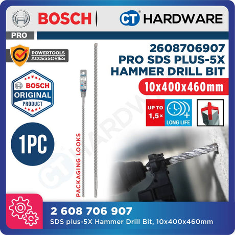BOSCH PRO SDS Plus-5X Hammer Drill Bit Size 5mm to 13mm for Rotary Hammer Accessories 4 Flutes Concrete Drill Bit - 1PC