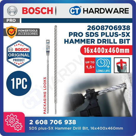 BOSCH PRO SDS Plus-5X  Hammer Drill Bit Size 14mm to 26mm for Rotary Hammer Accessories 4 Flutes Concrete Drill Bit- 1PC