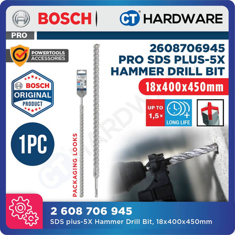 BOSCH PRO SDS Plus-5X  Hammer Drill Bit Size 14mm to 26mm for Rotary Hammer Accessories 4 Flutes Concrete Drill Bit- 1PC