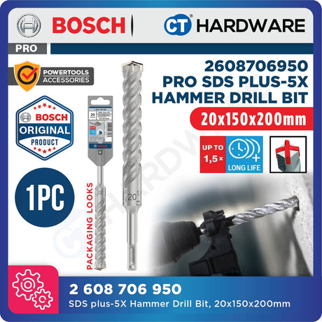 BOSCH PRO SDS Plus-5X  Hammer Drill Bit Size 14mm to 26mm for Rotary Hammer Accessories 4 Flutes Concrete Drill Bit- 1PC