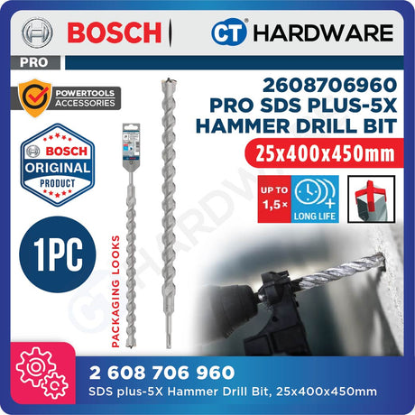 BOSCH PRO SDS Plus-5X  Hammer Drill Bit Size 14mm to 26mm for Rotary Hammer Accessories 4 Flutes Concrete Drill Bit- 1PC