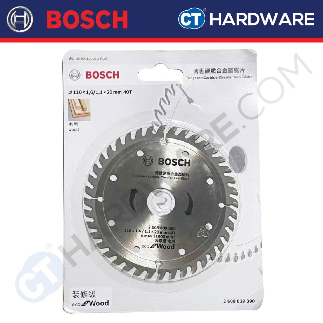 BOSCH 2 608 839 390  TCT SAW BLADE 110 (4") X 1.6 X 20MM | 40T | ECO TYPE | SUITABLE FOR WOOD [ 2608839390  ]