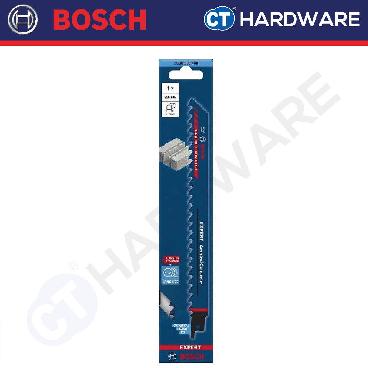 BOSCH 2608900408 (S1141HM) EXPERT AERATED CONCRETE RECIPROCATING SAW / SABRE SAW 9" CARBIDE TEETH FOR CONCRETE - 1PC