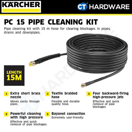 Karcher 26377670 PC 15, Pipe Cleaning Kit 15 Meter