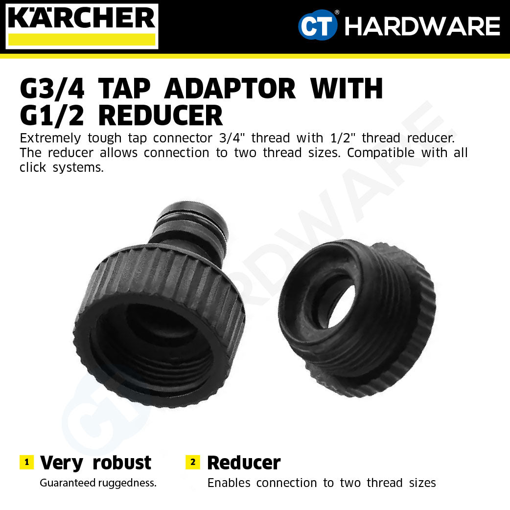 Karcher 26450060 G3/4 tap adaptor with G1/2 reducer