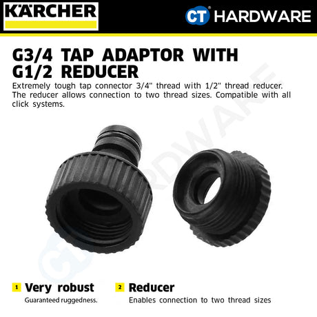 Karcher 26450060 G3/4 tap adaptor with G1/2 reducer