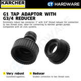Karcher 26450070 G1 tap adaptor with G3/4 reducer