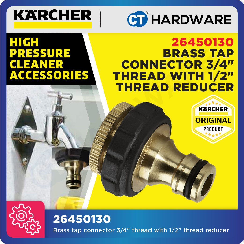 Karcher 26450130 Brass tap connector 3/4" thread with 1/2" thread reducer