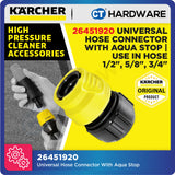 Karcher 26451920 Universal Hose Connector With Aqua Stop, Use In Hose 1/2", 5/8", 3/4"