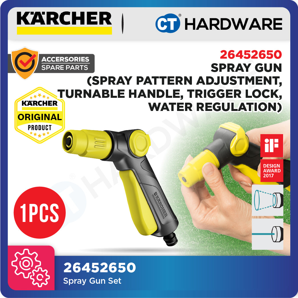 Karcher 26452650 Spray Gun, Spray Pattern Adjustable, Trigger Lock, Water Regulation