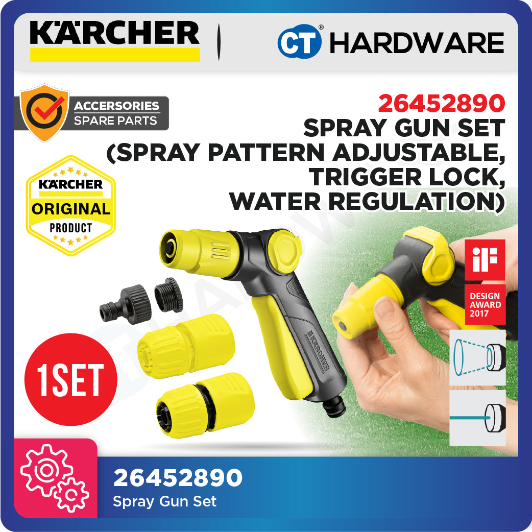 Karcher 26452890 Spray Gun Set, Spray Pattern Adjustable, Trigger Lock, Water Regulation