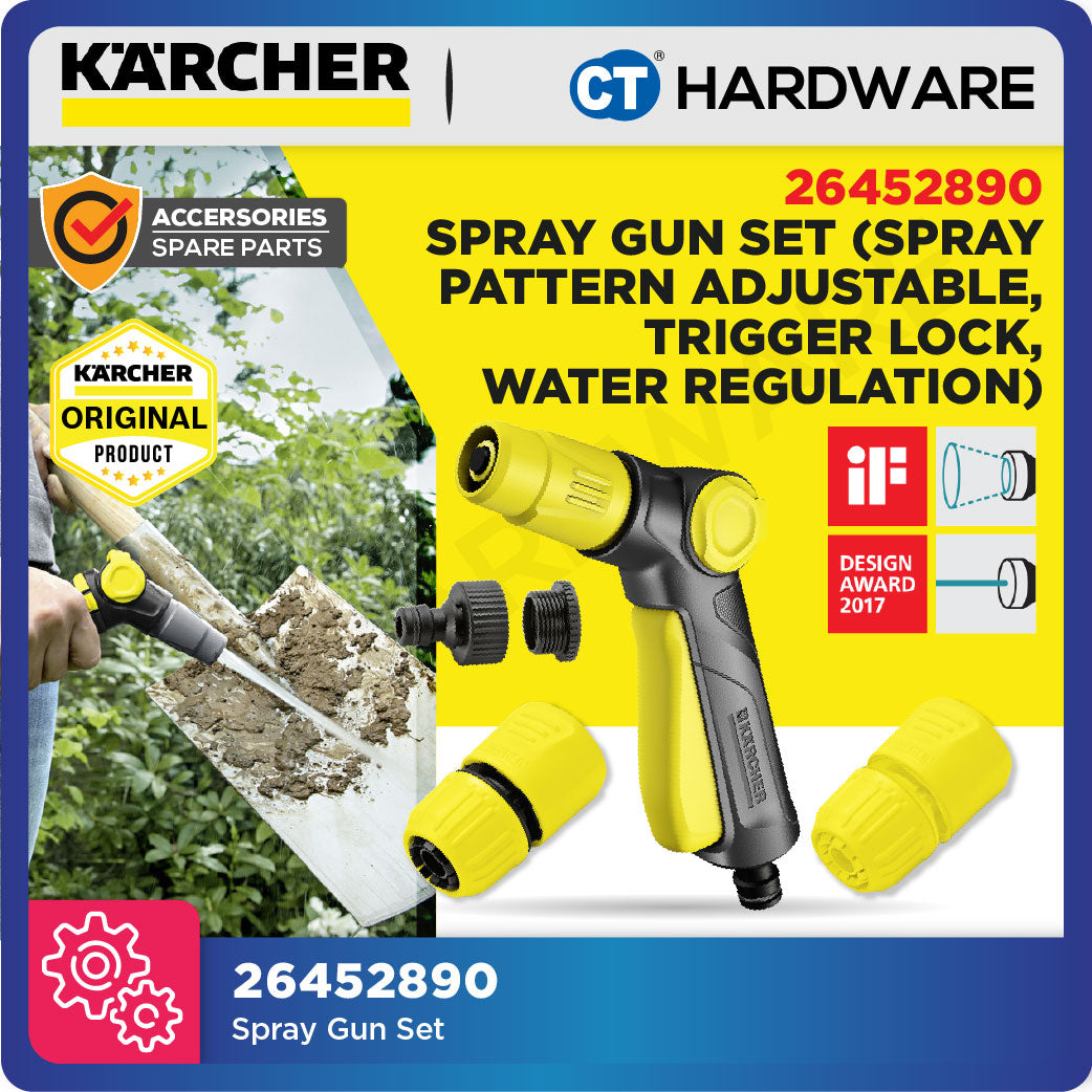 Karcher 26452890 Spray Gun Set, Spray Pattern Adjustable, Trigger Lock, Water Regulation