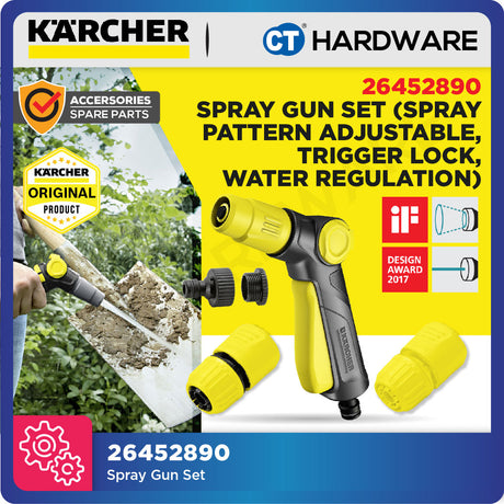 Karcher 26452890 Spray Gun Set, Spray Pattern Adjustable, Trigger Lock, Water Regulation
