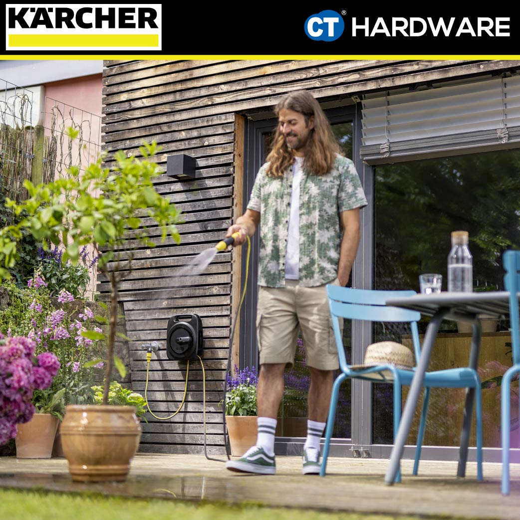 KARCHER 26453880 HBX2.10 COMPACT HOSE REEL WITH 5/16" X 10 METER WATERING SYSTEM HOSE FOR GARDEN [ 5 YEARS GUARANTEE ]