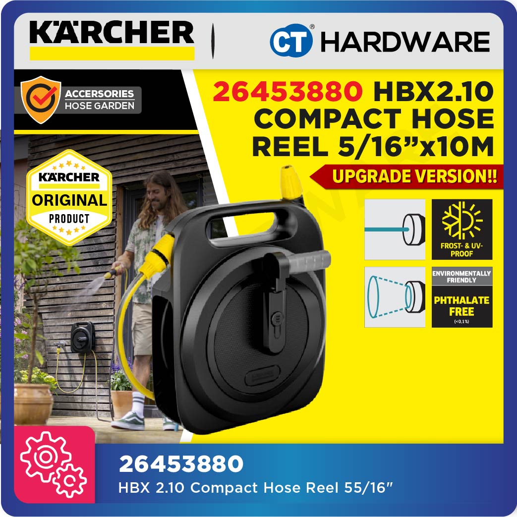 KARCHER 26453880 HBX2.10 COMPACT HOSE REEL WITH 5/16" X 10 METER WATERING SYSTEM HOSE FOR GARDEN [ 5 YEARS GUARANTEE ]