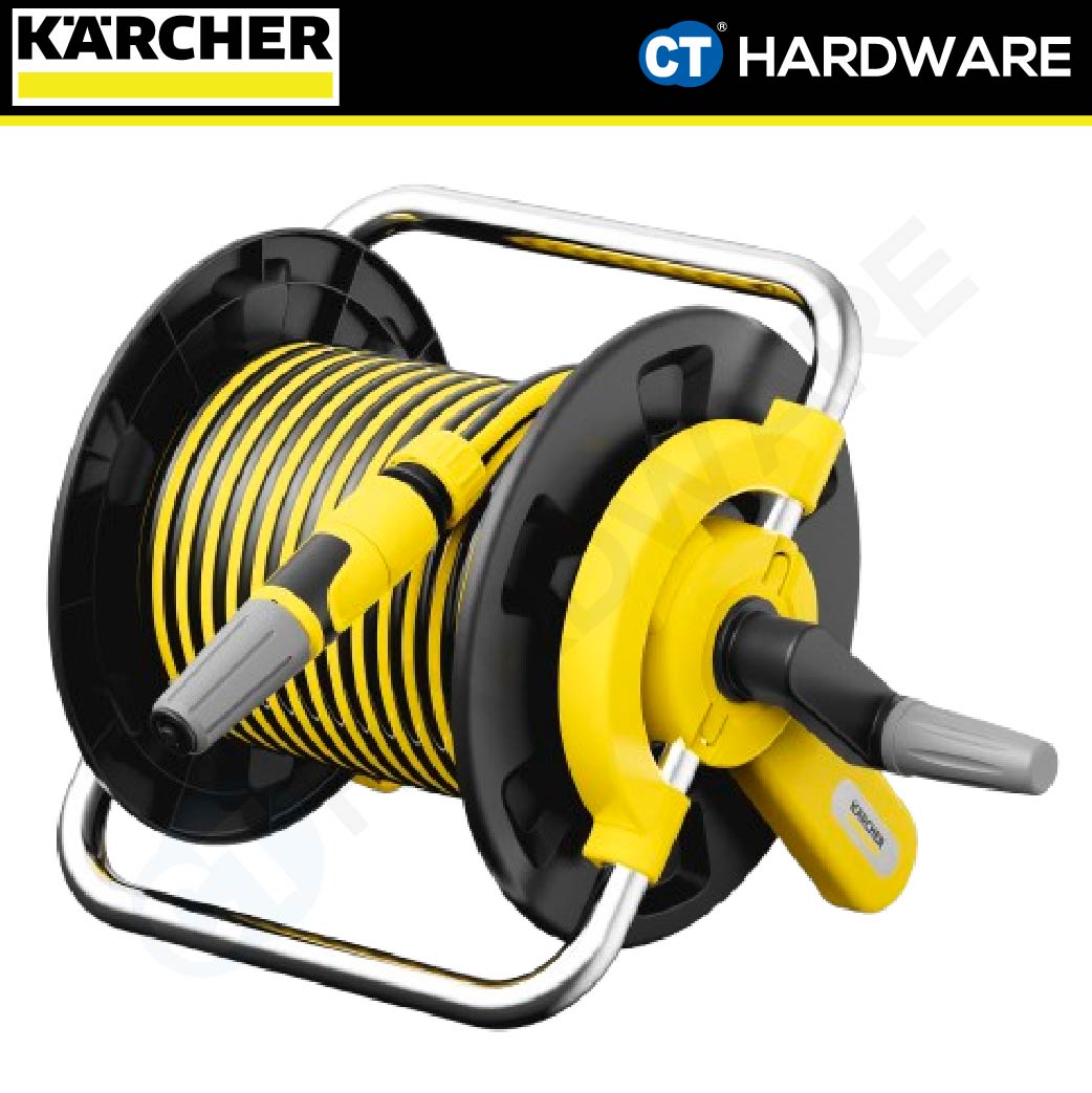 KARCHER 26453890 HOSE REEL HR1.15 COME WITH 1/2" 15M HOSE, NOZZLE, TAP & HOSE C'TORS, TAP HOSE 2M [ WALL BRACKET ]