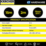 KARCHER 26453890 HOSE REEL HR1.15 COME WITH 1/2" 15M HOSE, NOZZLE, TAP & HOSE C'TORS, TAP HOSE 2M [ WALL BRACKET ]