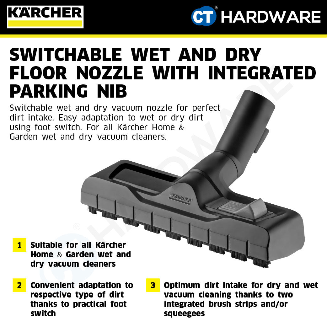 Karcher 28630000 Switchable Wet And Dry Vacuum Nozzle With Intergrated Parking Nib