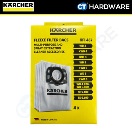 Karcher 28630060 Fleece Filter Bags KFI 487