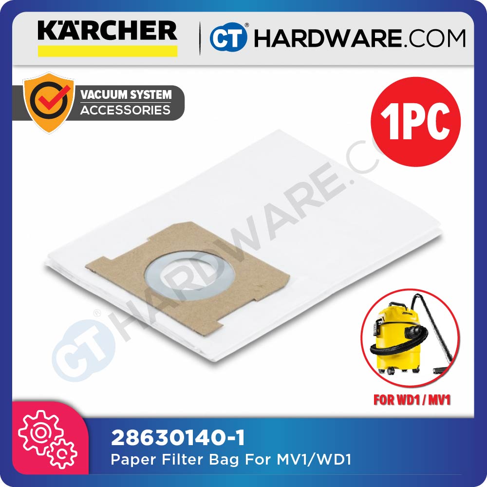 KARCHER 28630140 PAPER FILTER BAG FOR WD1 / MV1 VACUUM CLEANER