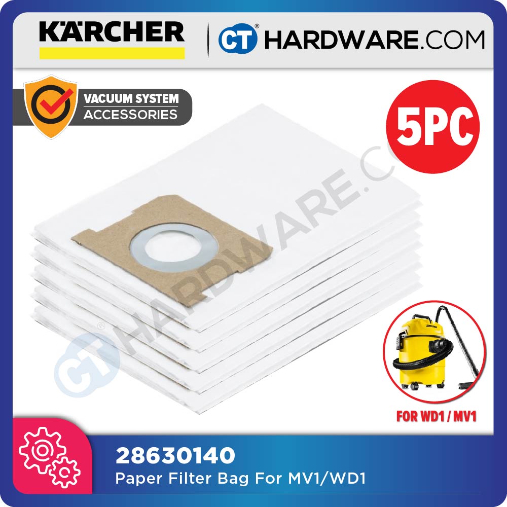 KARCHER 28630140 PAPER FILTER BAG FOR WD1 / MV1 VACUUM CLEANER