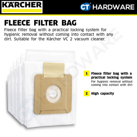 Karcher 28632360 Fleece filter bag suitable for VC 2 Vacuum Cleaner