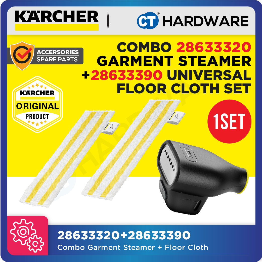 Karcher EasyFix Universal Floor Cloth Set with Garment Steamer for SC Series Steam Cleaner | 28633390 + 28633320 | Offer Set