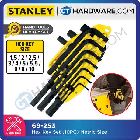 Stanley 69-253 Hex Key Set Short Arm Metric (10 pcs)