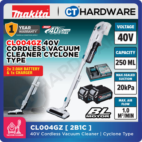 Makita CL004GZ XGT 40Vmax Cordless Brushless Cleaner Cyclone Type (Body Only | 1-Battery | 2-Battery)