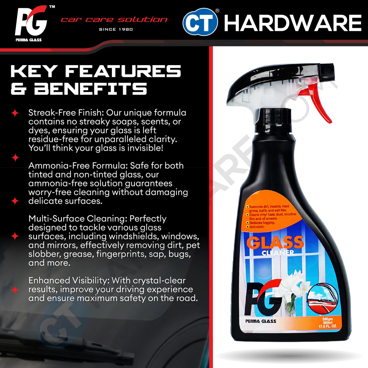 PG Perma Glass PG7882830 Glass Cleaner 500ml [ 9556817882830 ]