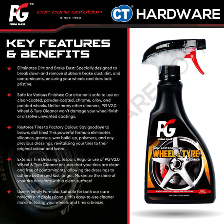 PG Perma Glass PG7882625 Wheel & Tyre Cleaner Non Acid Formula 500ml [ 9556817882625 ]