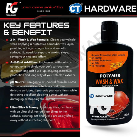 PG Perma Glass PG7882182 Polymer Wash & Wax 250ml [ 9556817882182 ]