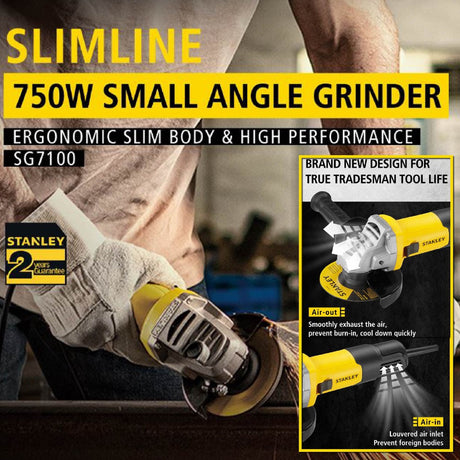 STANLEY SG7100 CORDED SLIM SMALL ANGLE GRINDER 750W 100MM 12000RPM [ STGS6100 REPLACEMENT ]