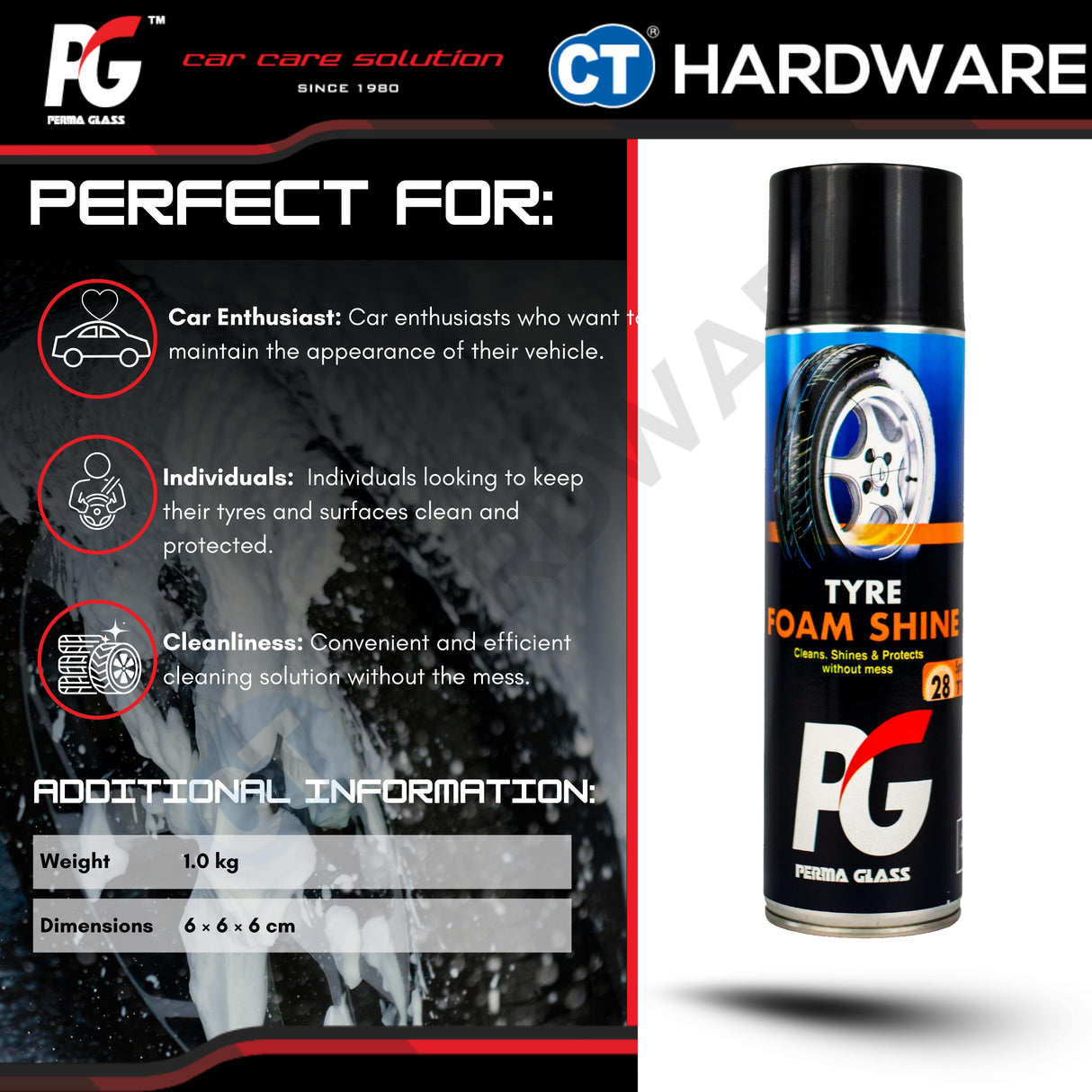 PG Perma Glass PG785114 Tyre Foam Shine Cleaner 450g [ 9556817885114 ]