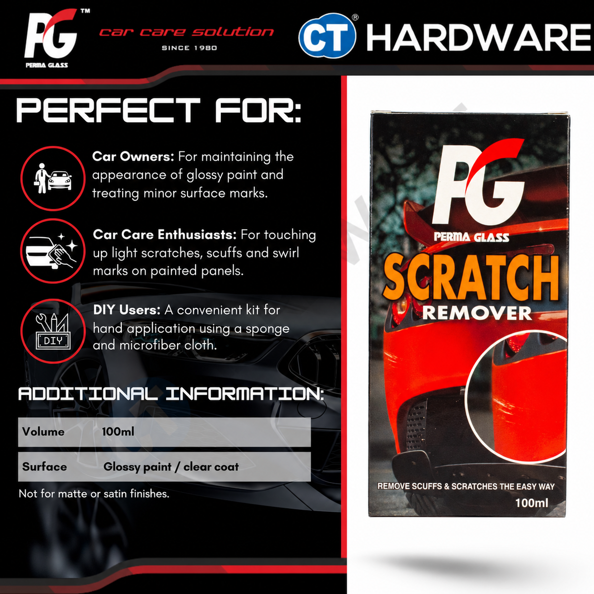 PG Perma Glass PG7888559 Scratch Remover Kit Set 100ml [ 9556817888559 ]