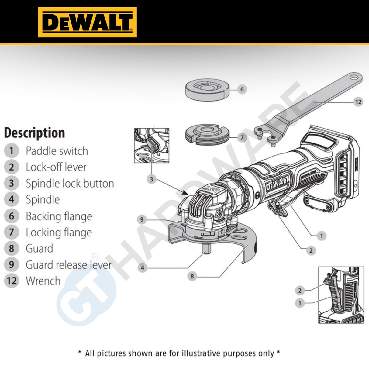 DEWALT DCG400N-B1 20V MAX XR Cordless 4 Inch Angle Grinder Bare Unit