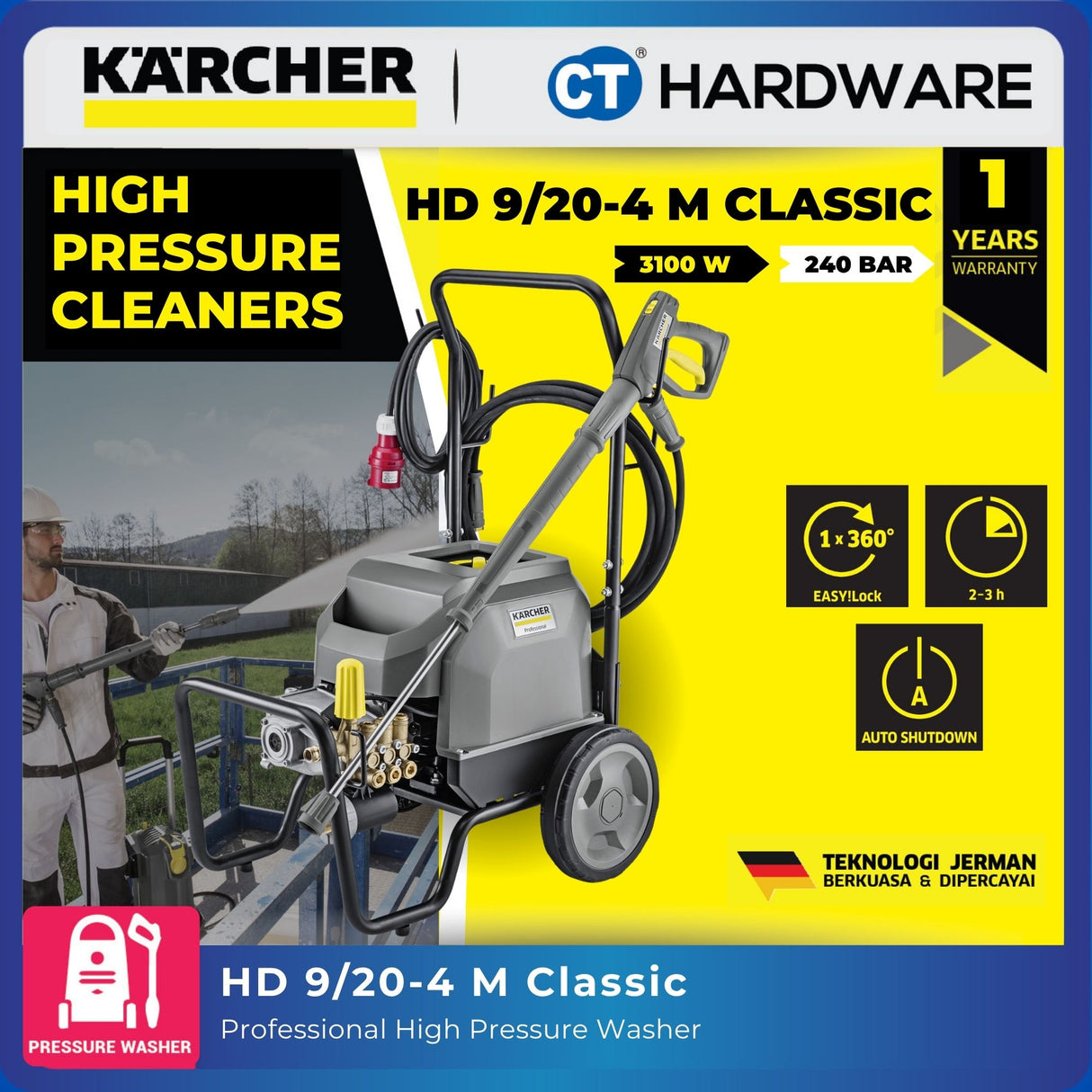 Karcher HD 9/20-4 M Classic Professional High Pressure Washer 4000W | 200 Bar | 900L/H [HD9204M | 1.524-927.0]