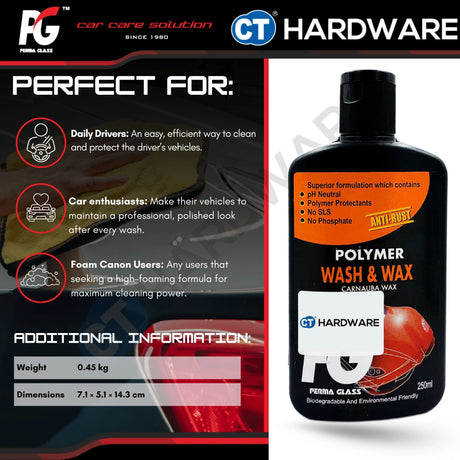 PG Perma Glass PG7882182 Polymer Wash & Wax 250ml [ 9556817882182 ]