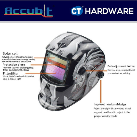 ACCUBIT 1370031023 SOLAR AUTO DARKENING WELDING HELMET (1PC) [ RANDOM DESIGN WILL BE CHOSEN ]