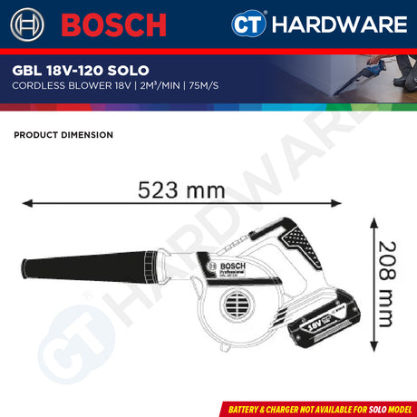 Bosch GBL 18V-120 SOLO Professional Cordless Blower Without Battery & Charger, GBL18V120SOLO
