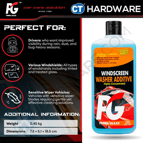 PG Perma Glass PG7882908 Windscreen Washer Additive 240ml [ 9556817882908 ]