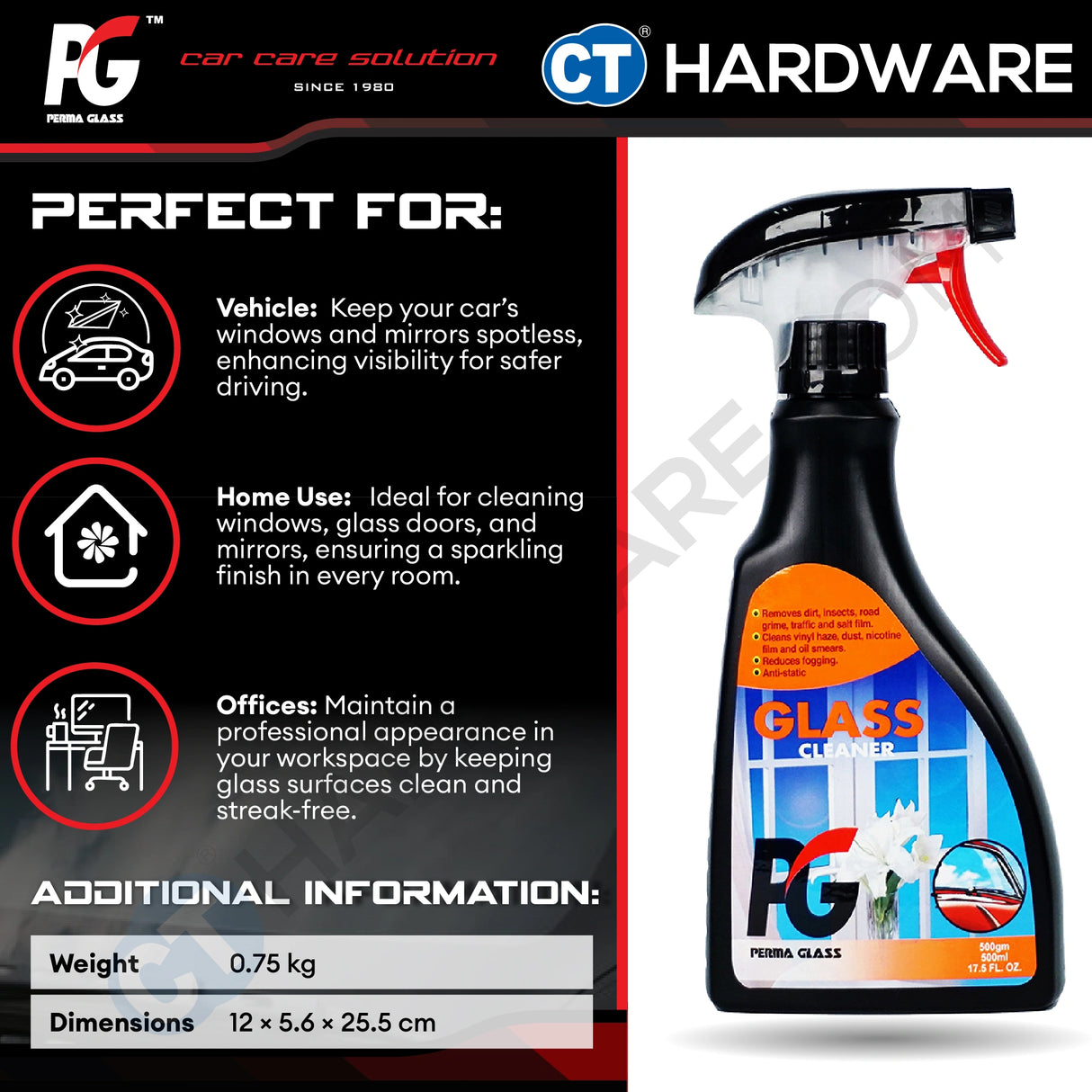 PG Perma Glass PG7882830 Glass Cleaner 500ml [ 9556817882830 ]