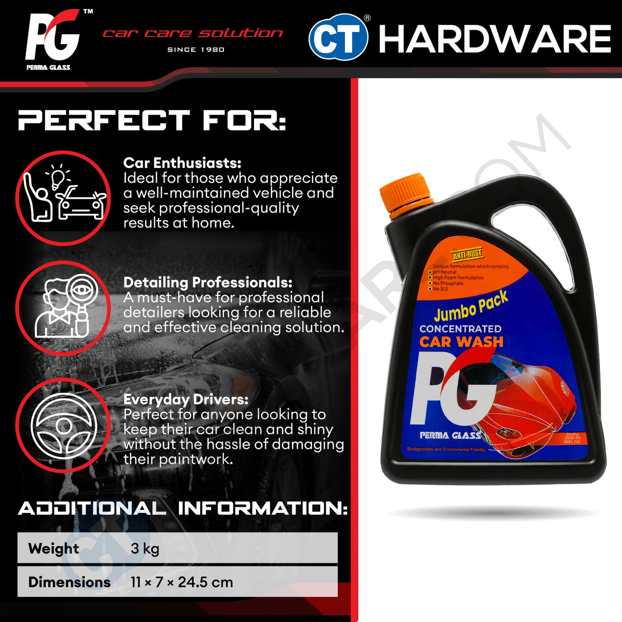PG Perma Glass PG7882328 Concentrated Car Wash Jumbo Pack 2000ml [ 9556817882328 ]