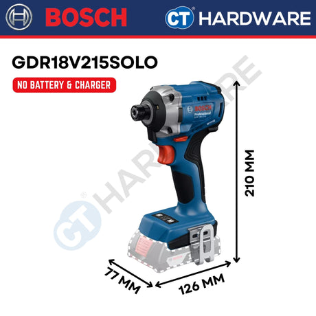 Bosch GDR 18V-215 SOLO Cordless Brushless Impact Driver 18V 1/4" 220NM [ 06019L60L0 | GDR18V215SOLO ]