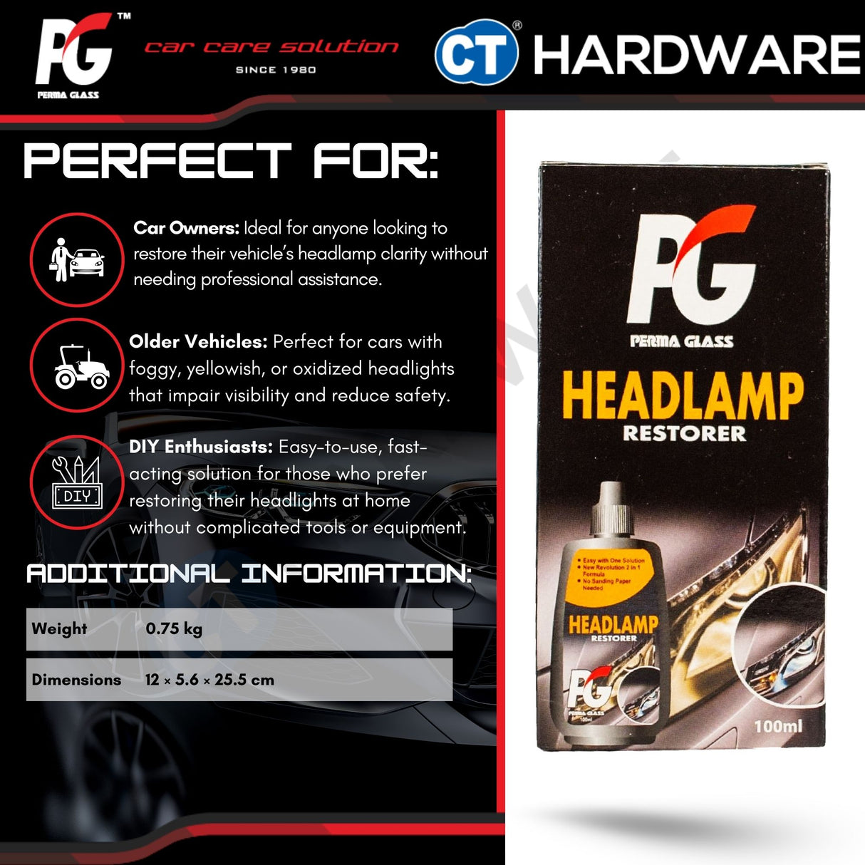 PG Perma Glass PG788511 Headlamp Restorer 250ml[ 9556817888511 ]