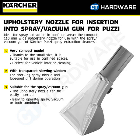 Karcher 41300010 Upholstery nozzle for insertion into spray/vacuum gun for Puzzi