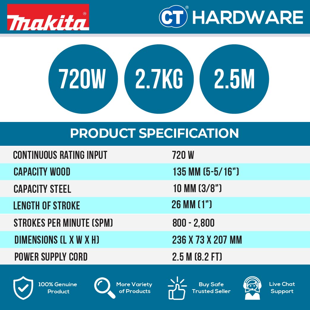 MAKITA 4350CT CORDED JIGSAW 720W WITH SPEED CONTROL (B-TYPE SHANK)