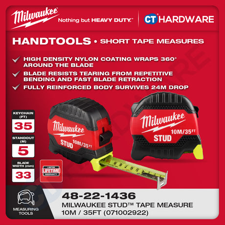 Milwaukee Short Tape Measures | Keychain Tape Measure 6FT | Compact Magnetic Tape Measure 16FT & 26FT | STUD™ Tape Measure 35FT | Measuring Tools | Alat Pengukur