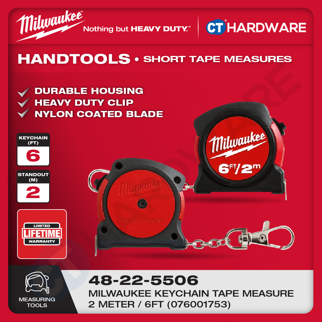Milwaukee Short Tape Measures | Keychain Tape Measure 6FT/2M | Compact Magnetic Tape Measure 16FT/5M & 26FT/8 | STUD™ Tape Measure 35FT/10M | Measuring Tools | Alat Pengukur
