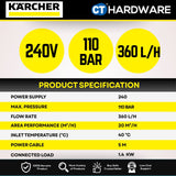 Kärcher K2 Power Control Car 1.4 kW 110 Bar High Pressure Washer Kit – 5 m Hose + Cleaning Kit + Car Shampoo (16736080)